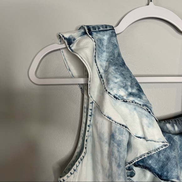 Holding Horses Blue White One Shoulder Ruffle Dresd - Picture 2 of 6